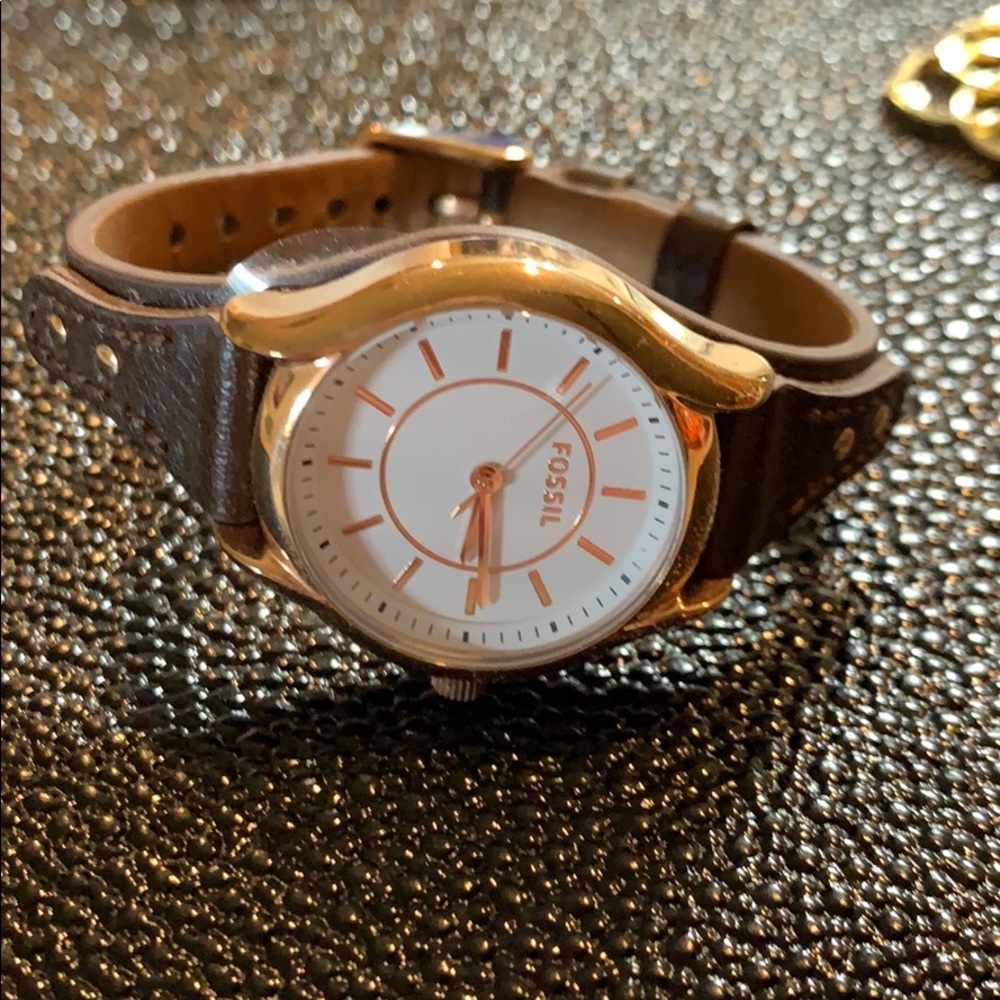 Brown Leather Rose Gold fossil watch
